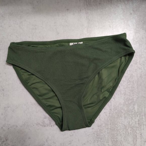 NWT Andie Bikini Bottom Seagrass Green Textured Mid-Rise Medium - Picture 1 of 8